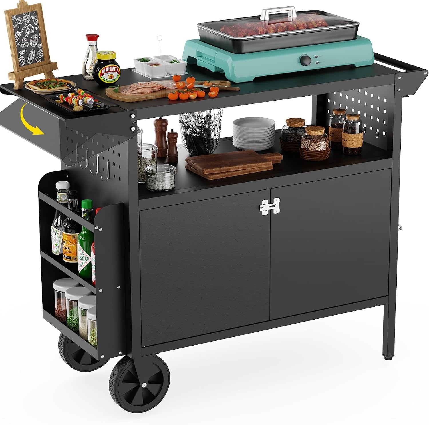Outdoor Camping Table - Outdoor Grill Cart Table With Storage