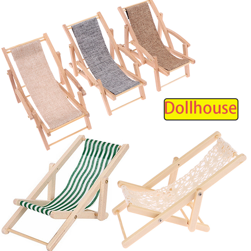 Folding Chair - 1Pc 1/12 Dollhouse Foldable Deck Chair