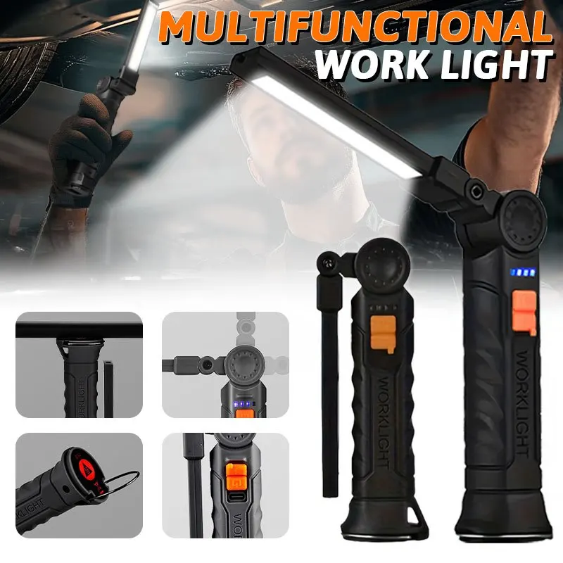Outdoor Camping Lantern - Rechargeable Magnetic Work Light Flashlight Portable