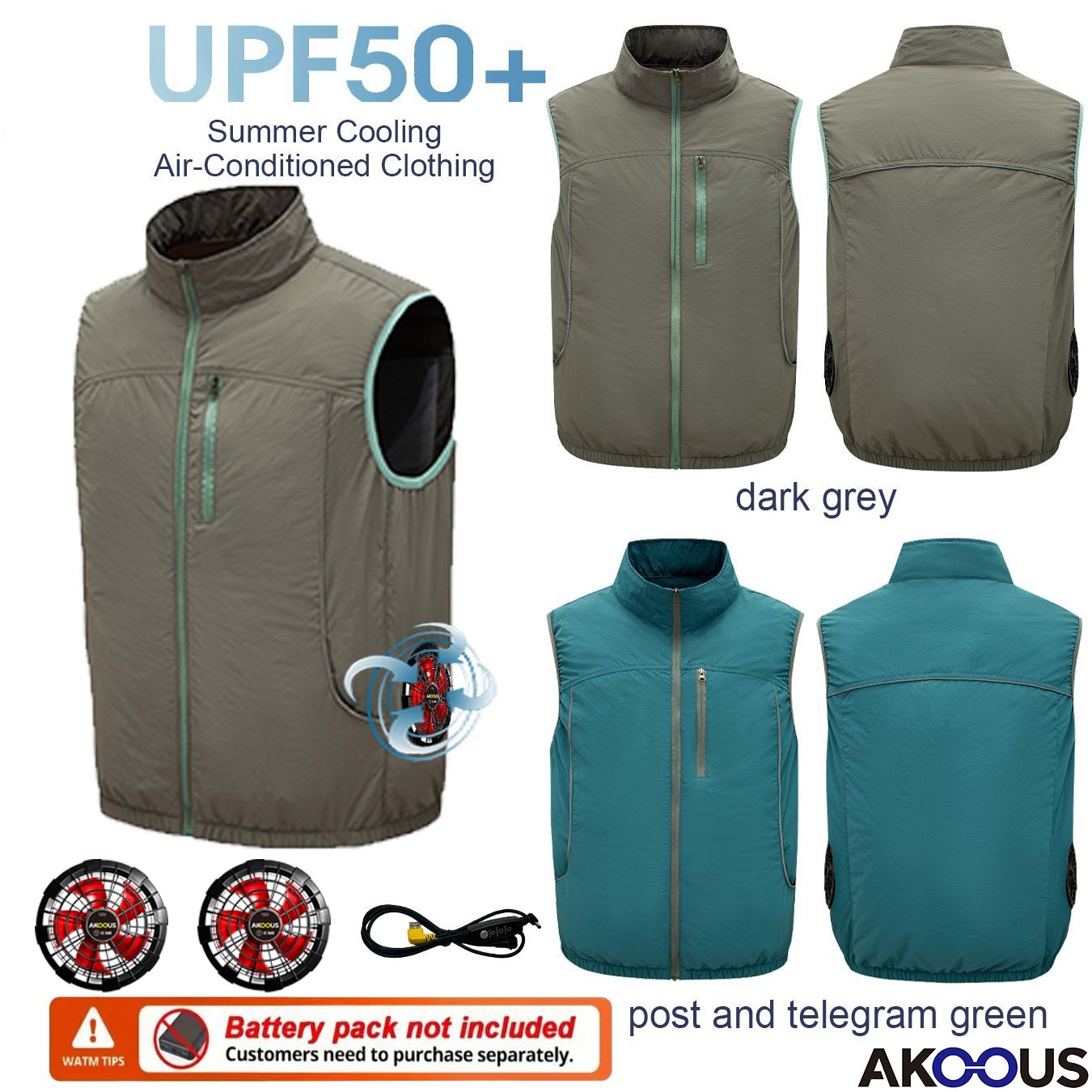 Outdoor Camping Air Conditioner - 12V 5V USB Sleeveless Cooling Fan