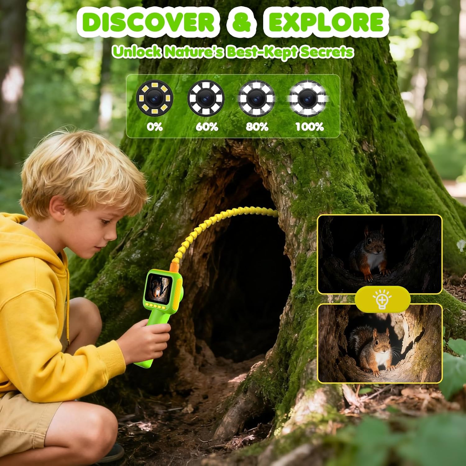 Outdoor Camping Toys - Endoscope for Kids, Borescope Snake Camera