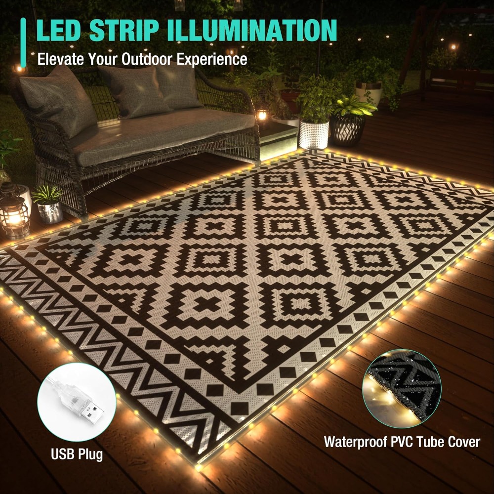 5' X 8' Outdoor Rug With LED S - Outdoor Camping Rug With Led Lights review and price