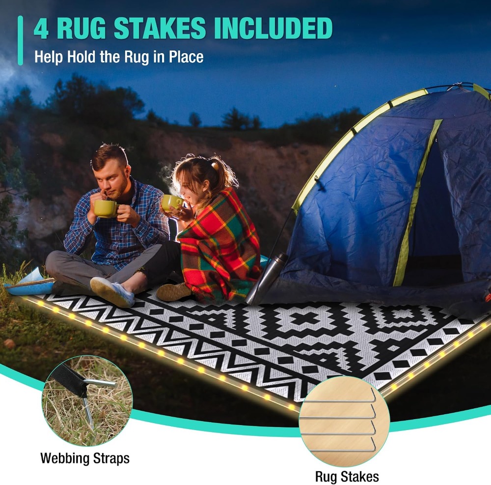 5' X 8' Outdoor Rug With LED S - Outdoor Camping Rug With Led Lights review and price