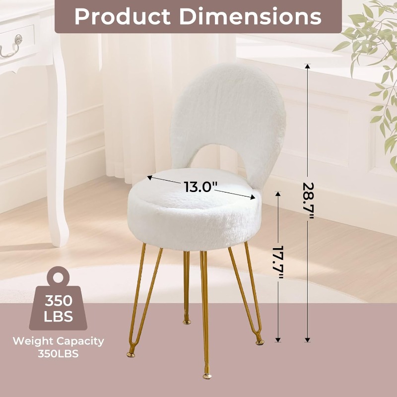 Faux Fur White Small Vanity Ch - Folding Chair review and price