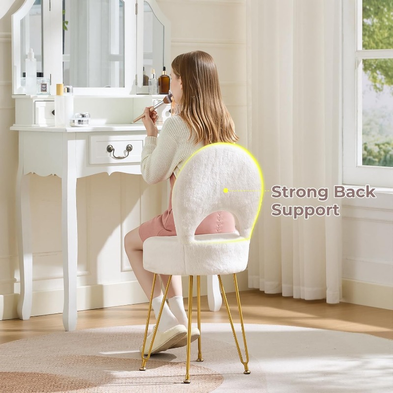 Faux Fur White Small Vanity Ch - Folding Chair review and price