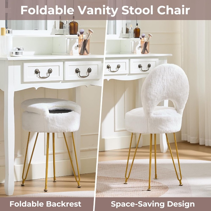 Faux Fur White Small Vanity Ch - Folding Chair review and price