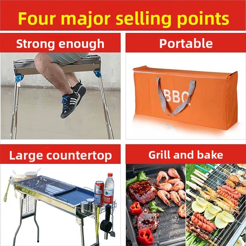 Large Folding Charcoal Barbecu - Outdoor Camping Equipment review and price