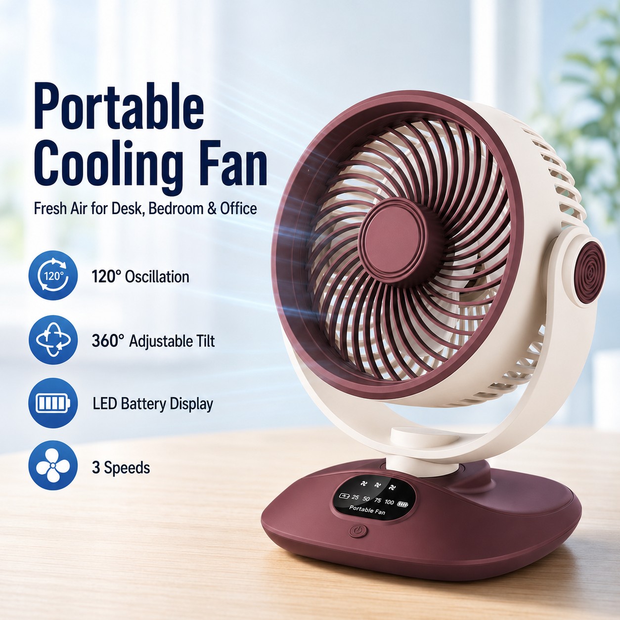 Desktop Fan Rechargeable Turbo - Outdoor Camping Ventilator review and price