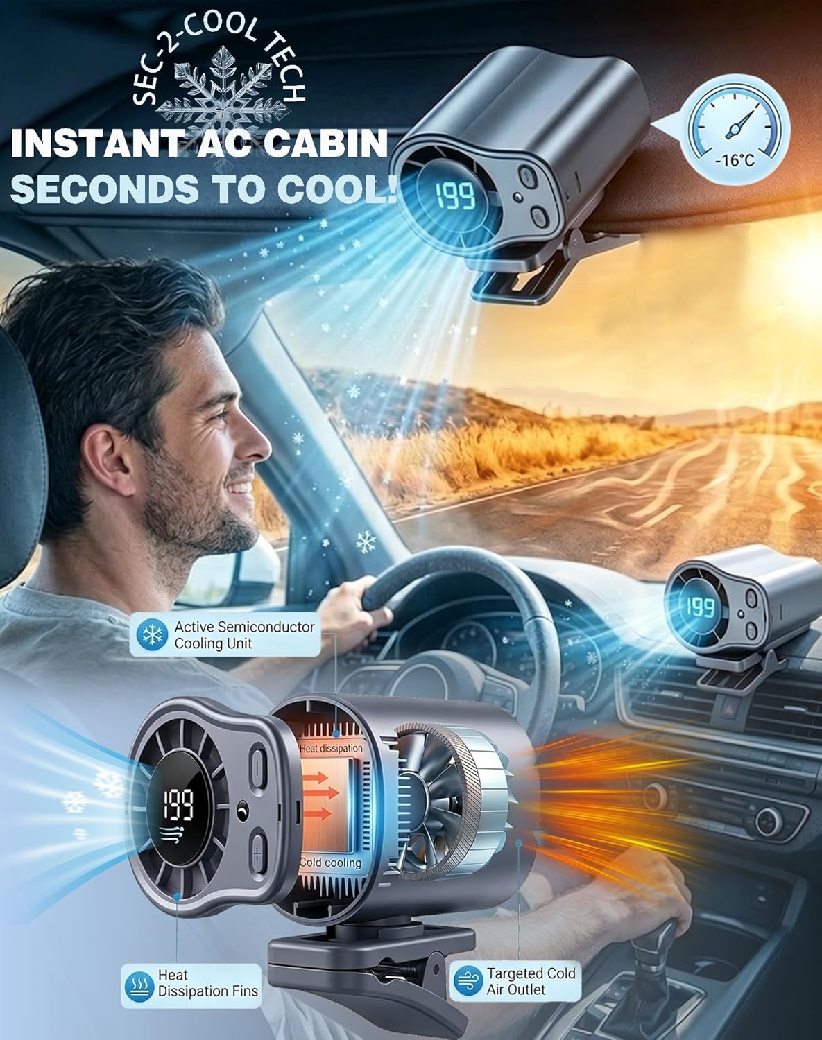 USB Rechargeable Car Clip on A - Outdoor Camping Air Conditioner review and price