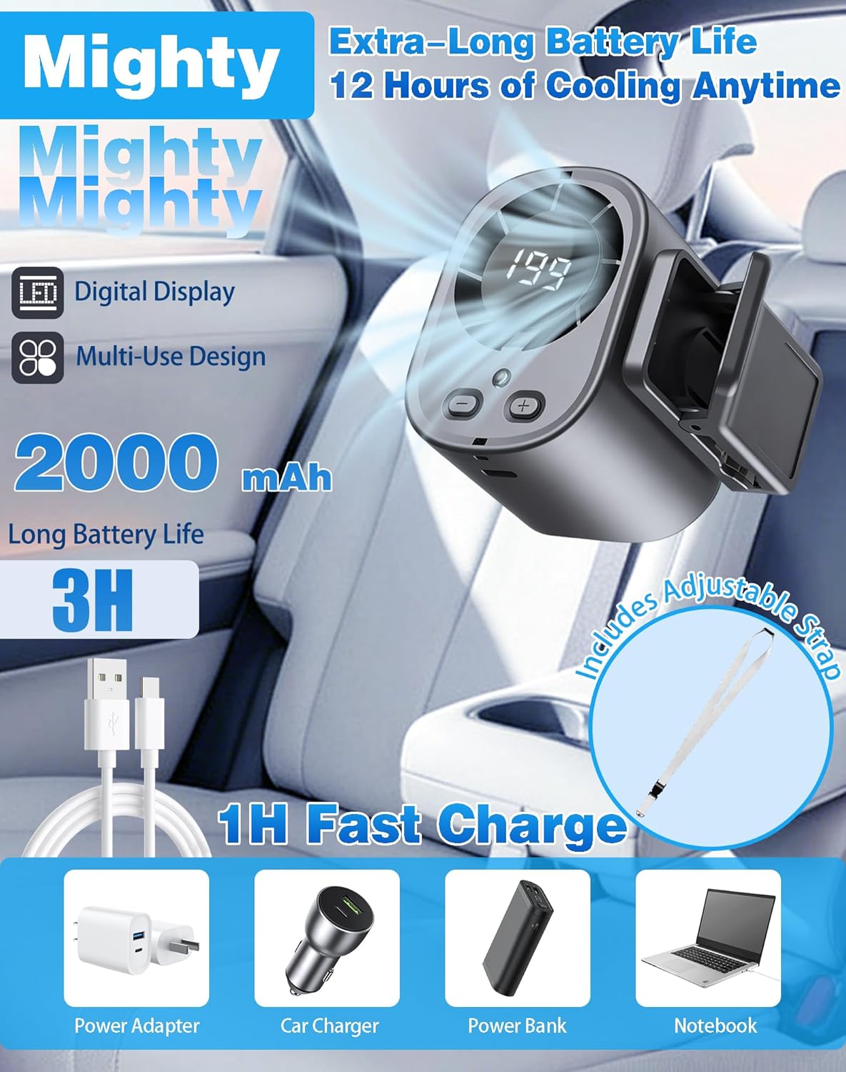 USB Rechargeable Car Clip on A - Outdoor Camping Air Conditioner review and price